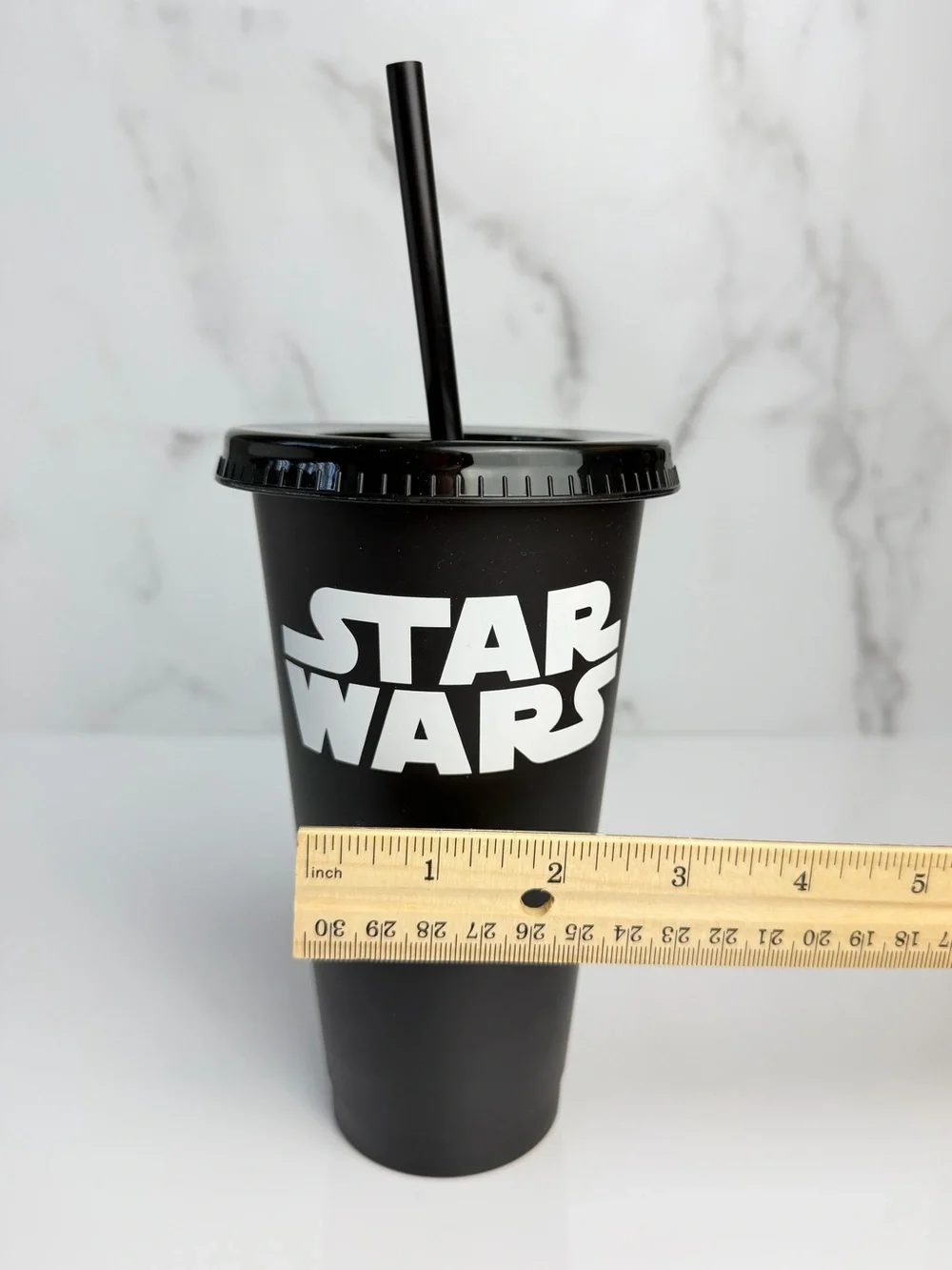 Star Wars Black Reusable Tumbler Cup with Lid & Straw
